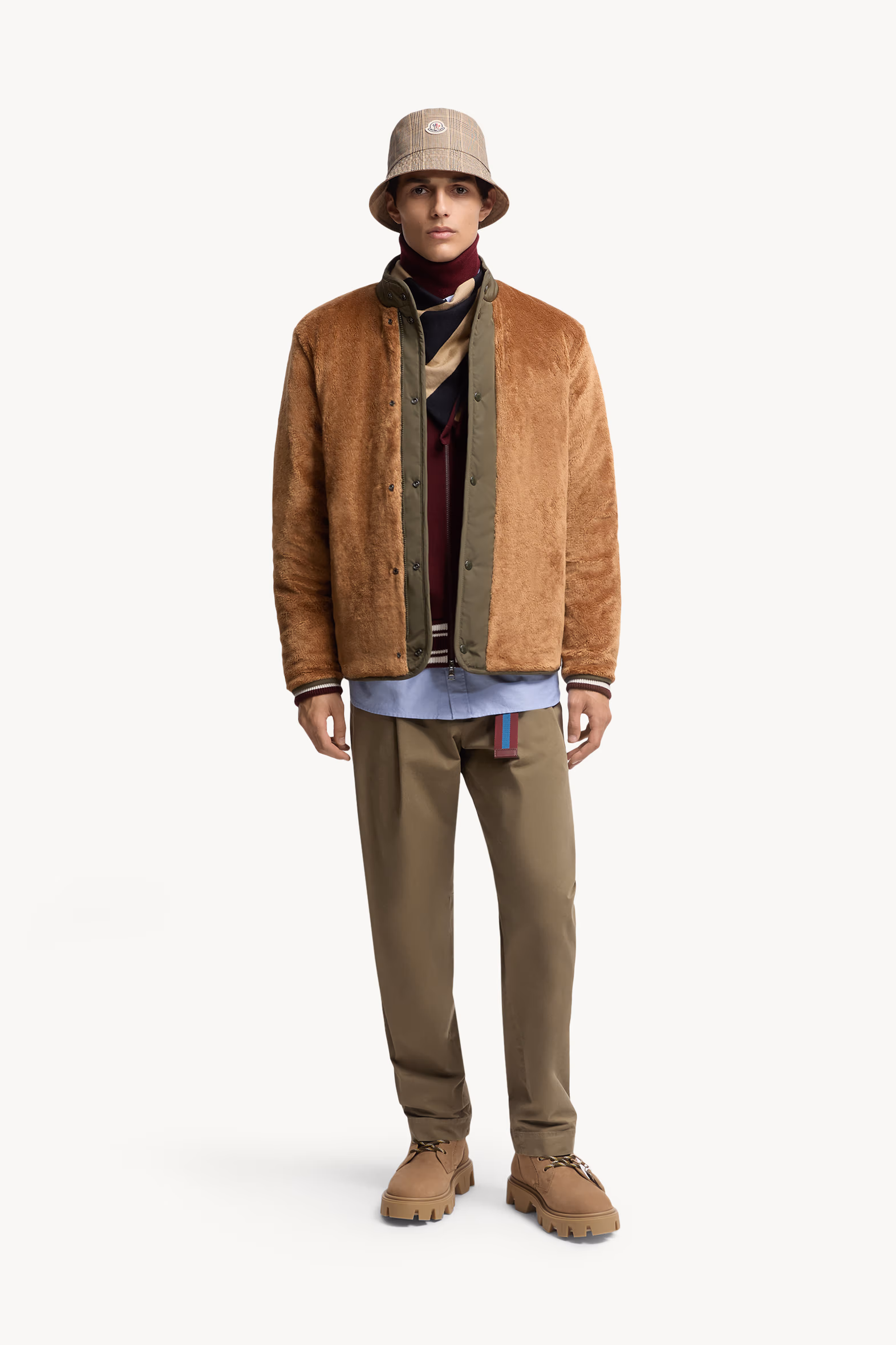 Rentignat Reversible Teddy Short Padded Jacket Men Camel Beige Moncler 0